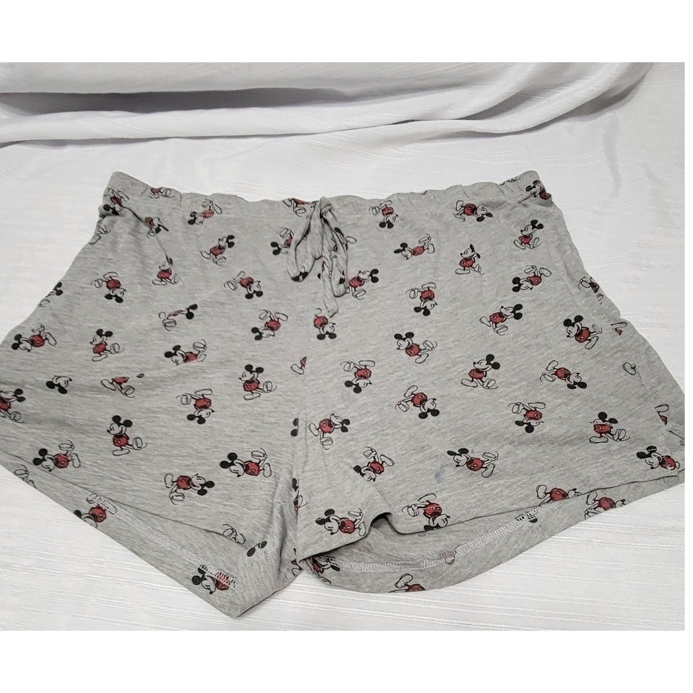 Pajama Shorts Comfy Mickey Mouse Gray comfy Sleepwear Women Large - Picture 1 of 7